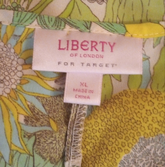 Liberty of London Target Bright Yellow Green Floral Flowy Blouse Top Size XL - Picture 6 of 7